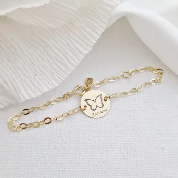 9K Kislány/Kisfiú Kivágott Pillangó Karkötő lánccal