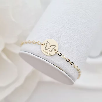 9K Kislány/Kisfiú Kivágott Pillangó Karkötő lánccal