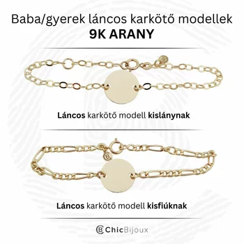 9K Kislány/Kisfiú Kereszt Karkötő lánccal