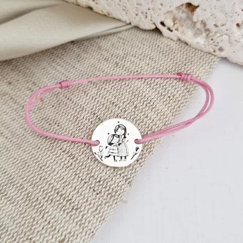 Anya és Lánya Karkötő - 925 Sterling Ezüst 15 mm Érme - Állítható Zsinór