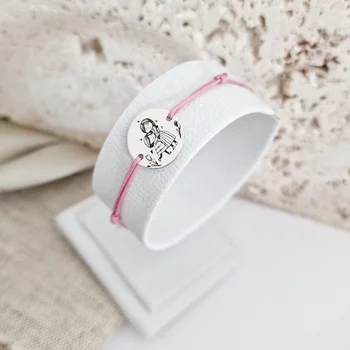 Anya és Lánya Karkötő - 925 Sterling Ezüst 15 mm Érme - Állítható Zsinór