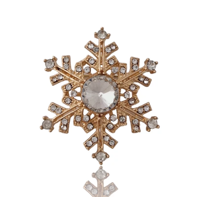 Aranyozott Fényes Hópehely Bross