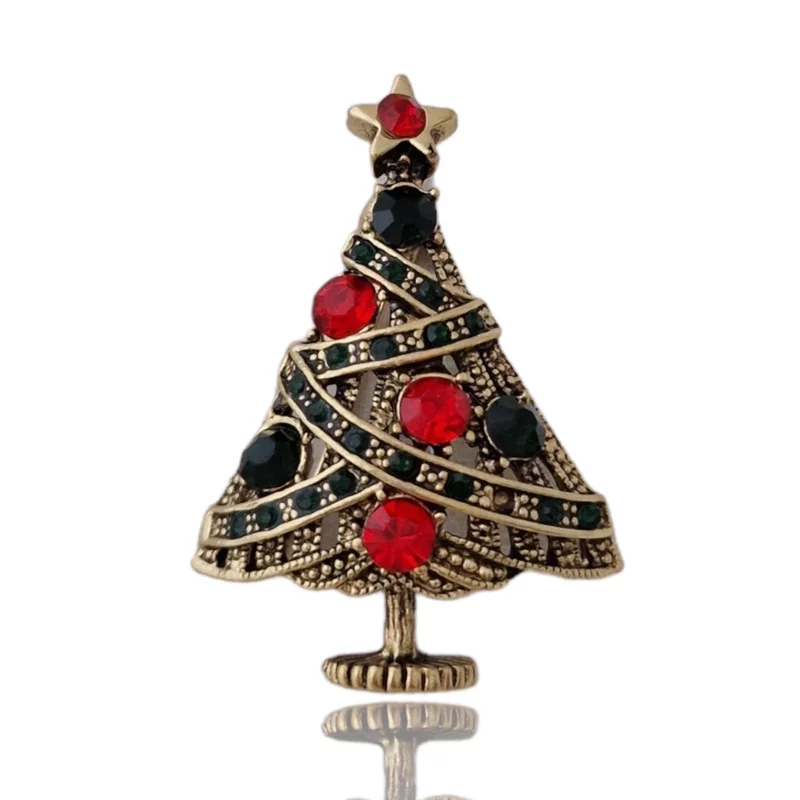 Aranyozott Fénylő Karácsonyfa Bross