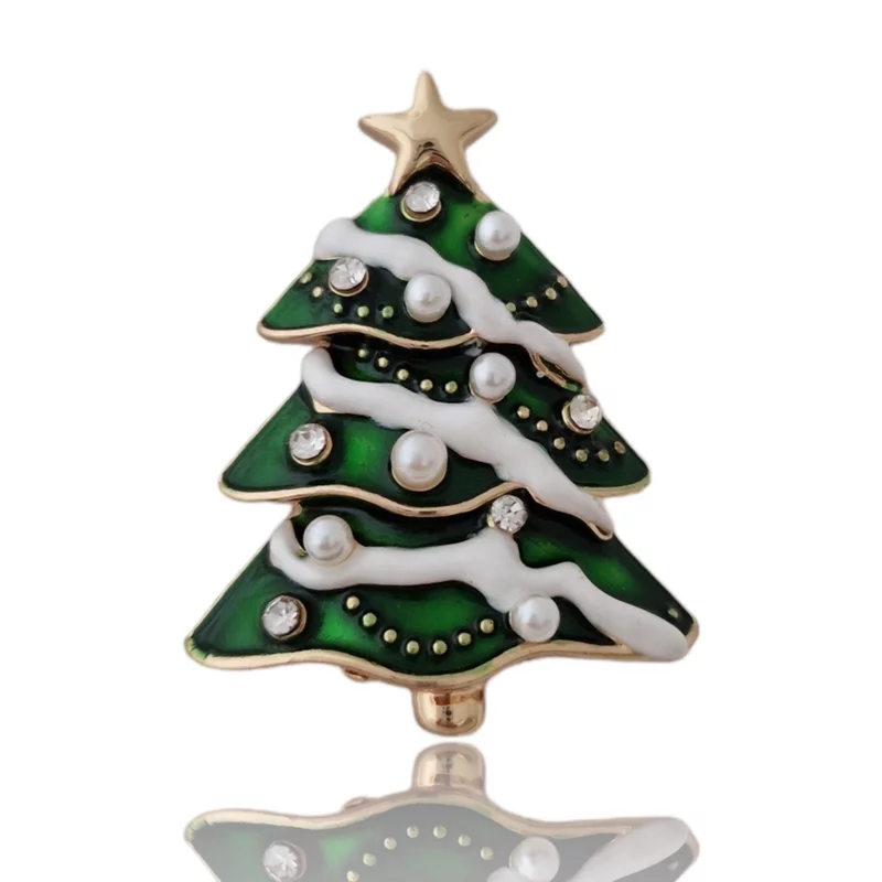 Aranyozott Gyöngyös Karácsonyfa Bross