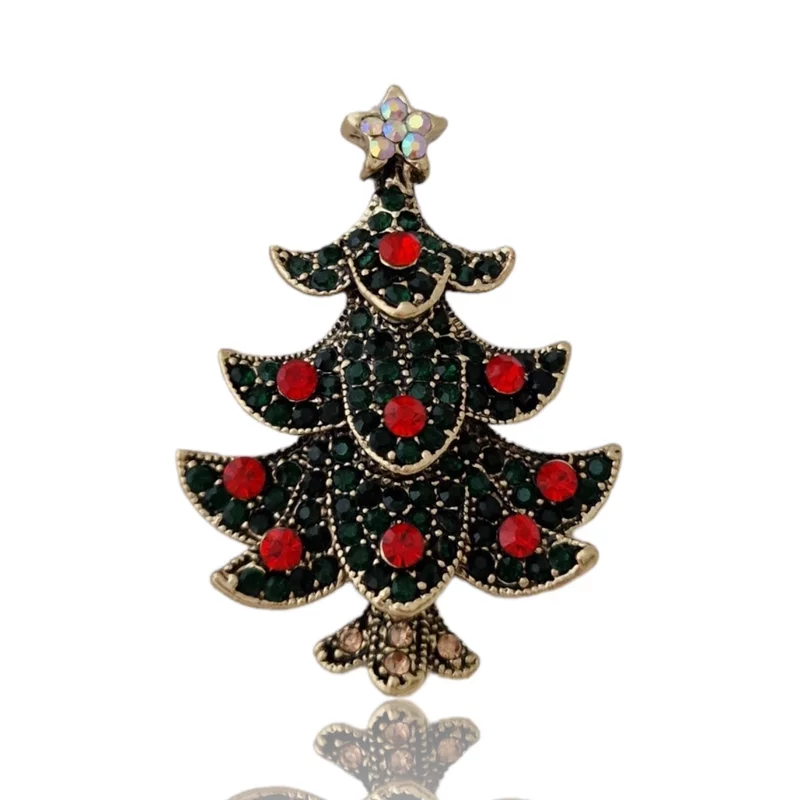 Aranyozott Karácsonyfa Bross piros díszekkel