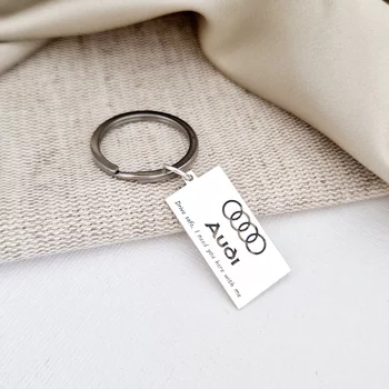 Audi szimbólummal gravírozott kulcstartó - Silver 925 - rozsdamentes acél gyűrű