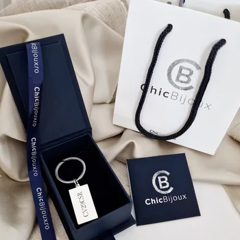 Audi szimbólummal gravírozott kulcstartó - Silver 925 - rozsdamentes acél gyűrű