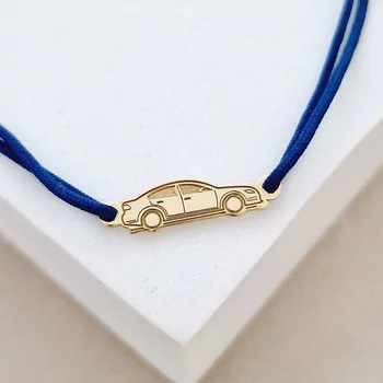 Autó Karkötő - 18K Sárga Aranyozott 925 Sterling Ezüst - Állítható Zsinór