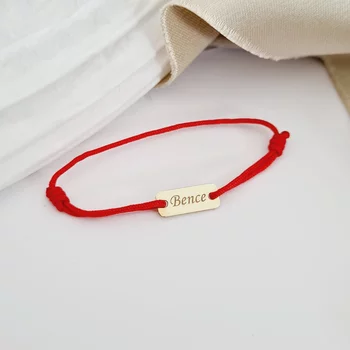 Baba Karkötő - 14K Sárga Arany lemez névvel  - Állítható piros Zsinórral