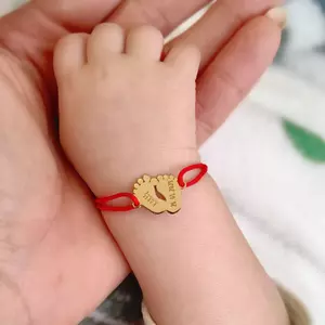 Baba Karkötő - 14K Sárga Arany Talpacskák - Állítható Méretű Zsinór