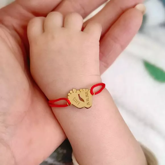 Baba Karkötő - 14K Sárga Arany Talpacskák - Állítható Méretű Zsinór