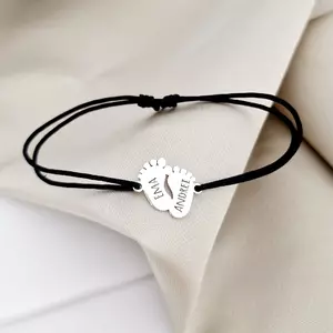 Baba Karkötő - 925 Sterling Ezüst Talpacskák - Állítható Méretű Zsinór