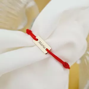 Baba Karkötő -  9K Sárga Arany Lemez névvel- Állítható Piros Zsinór