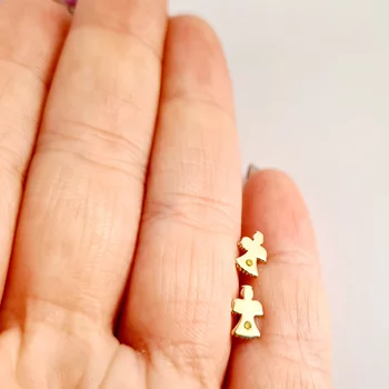 14K Arany Gyerek Fülbevaló Természetes Gyémánttal - Angyal