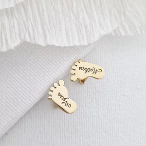 Baba Talp Fülbevaló - 18K Sárga Aranyozott 925 Sterling Ezüst  - Stekkeres