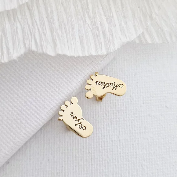 Baba Talp Fülbevaló - 18K Sárga Aranyozott 925 Sterling Ezüst  - Stekkeres