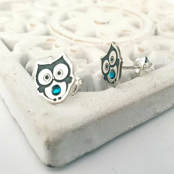 Ezüst Bagoly Fülbevaló Swarovski Kristállyal