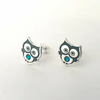 Ezüst Bagoly Fülbevaló Swarovski Kristállyal