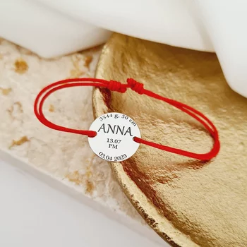 Ezüst Keresztelő Érme Karkötő állítható zsinórral