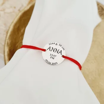 Ezüst Keresztelő Érme Karkötő állítható zsinórral