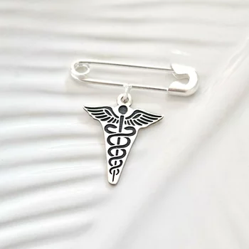 Biztostű Bross – Caduceusz Szimbólum – 925 Sterling Ezüst