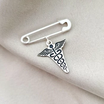 Biztostű Bross – Caduceusz Szimbólum – 925 Sterling Ezüst