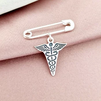 Biztostű Bross – Caduceusz Szimbólum – 925 Sterling Ezüst