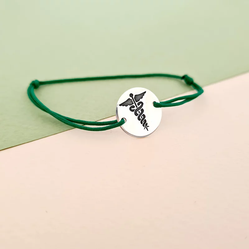 Caduceus karkötő - Ezüst 925, állítható zsinór