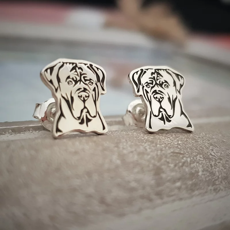 Cane Corso Fülbevaló - 925 Sterling Ezüst - Stekker