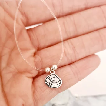Choker Beach Summer - Különféle medálokkal és 4 mm-es gyöngyökkel személyre szabva - Ezüst 925 - Szilikon lánc karabineres csattal
