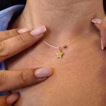 Choker különféle medálokkal és 1 4 mm-es golyóval - 925 ezüstözött 18K sárga arannyal - Szilikon lánc karabineres csattal