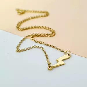 Choker lánc - Villám medál - 925 ezüstözött 18K sárga arannyal