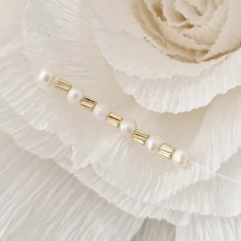 Choker Nyaklánc Gyöngyökkel - Ragyogás - 14K Sárga Arany Henger és Gyöngy