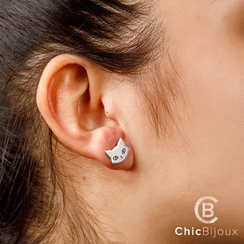 Cica Fülbevaló - 925 Sterling Ezüst - Stekkeres