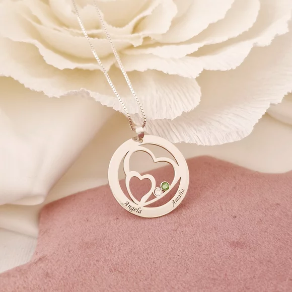Családi Egyesülés - 2 Név -  925 Sterling Ezüst  Swarovski Kristály - Körkapocs