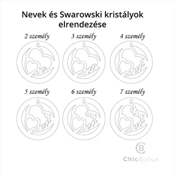 Családi Egyesülés - 2 Név -  925 Sterling Ezüst  Swarovski Kristály - Körkapocs