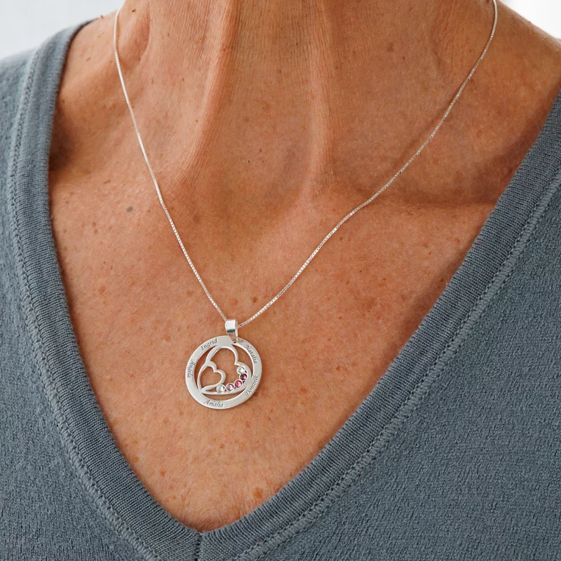 Családi Egyesülés - 5 Név -  925 Sterling Ezüst  Swarovski Kristály - Körkapocs