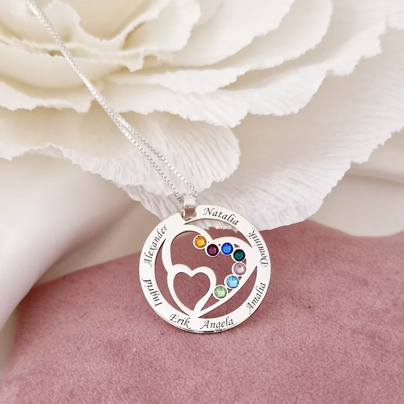 Családi Egyesülés - 7 Név -  925 Sterling Ezüst  Swarovski Kristály - Körkapocs