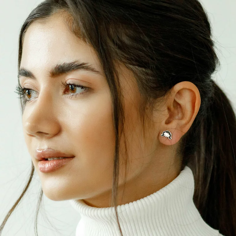 Családi fülbevaló - két különböző lány - Ezüst 925 - csavaros záródás