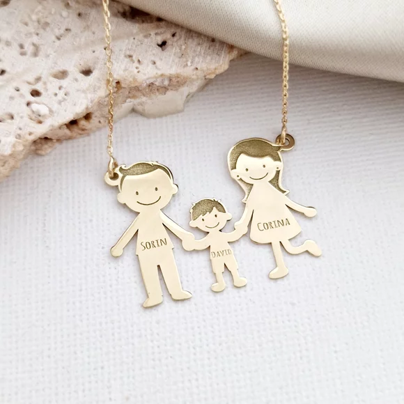 Családi lánc – 3 tag – 14 K sárga arany – 22 mm magas