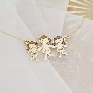 14K 3 Tagú Családi Nyaklánc
