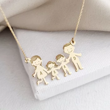 14K 4 Tagú Családi Nyaklánc