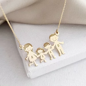 14K 4 Tagú Családi Nyaklánc