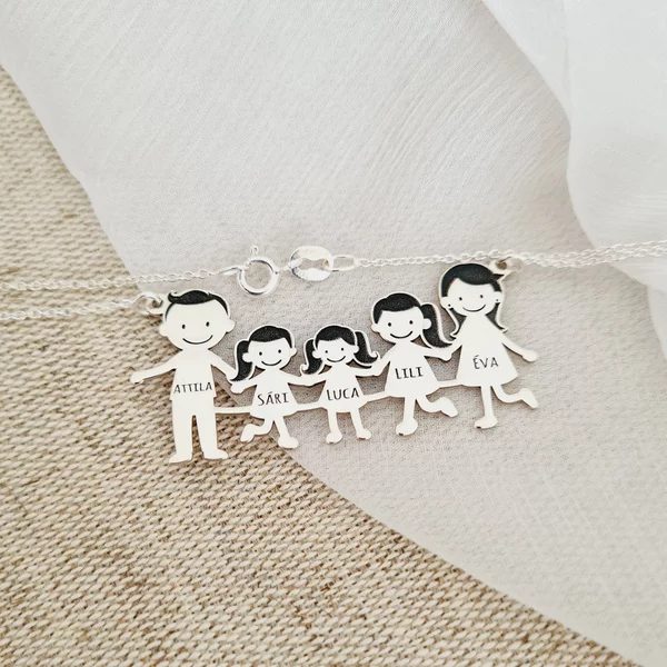 Ezüst 5 Tagú Családi Nyaklánc
