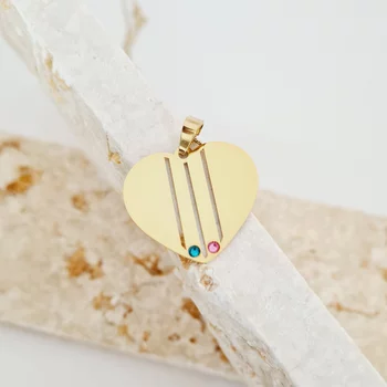 Családi Szív Nyaklánc - 2 Név - 18K Sárga Aranyozott 925 Sterling Ezüst  Swarovski Kristály - Körkapocs