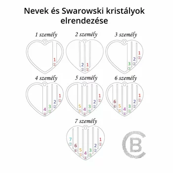 Családi Szív Nyaklánc - 3 Név - 18K Sárga Aranyozott 925 Sterling Ezüst  Swarovski Kristály - Körkapocs