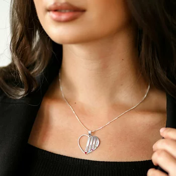 Családi Szív Nyaklánc - 4 Név - 925 Sterling Ezüst  Swarovski Kristály - Körkapocs