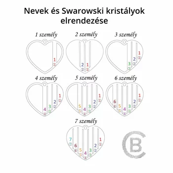 Családi Szív Nyaklánc - 5 Név - 18K Sárga Aranyozott 925 Sterling Ezüst  Swarovski Kristály - Körkapocs