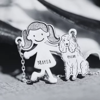 Családtag Nyaklánc Pudel – 2 tag – 925 Sterling Ezüst - Körkapocs