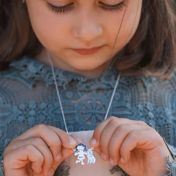 Családtag Nyaklánc Pudel – 2 tag – 925 Sterling Ezüst - Körkapocs